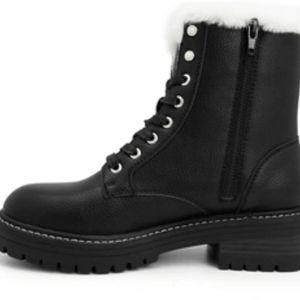 Women's Fur Lined Combat Boots Black SIZE 9